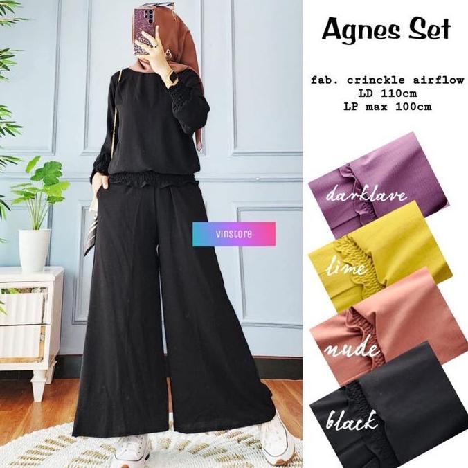 Uprelig- Azzahra Grosir - Heba Set / Setelan Wanita Kulot One Set Crinkle Blouse Wanita / 555-7217