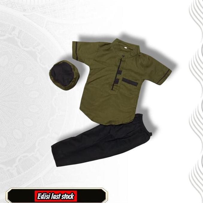 Otokonoko- (Last Stock ) Setelan Baju Celana Muslim Koko Kurta Anak Laki Katun Polos Usia 1-12 Tahun