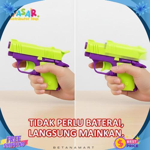 Exclusive Mainan Anak 88208-B/M1911 Gravity 3D Radish Gun Mainan Tembakan Mini Anak Edukatif Tekan W