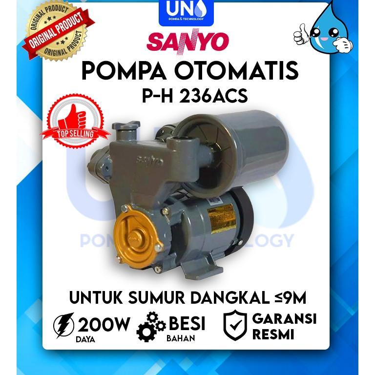 Sanyo Pompa Air Sumur Dangkal Auto Otomatis PH 236 AC S / PH-236 AC S / PH236ACS
