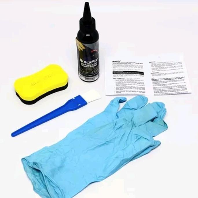 Black fix penghitam plastik karet trim permanen 12 bulan motor mobil 1