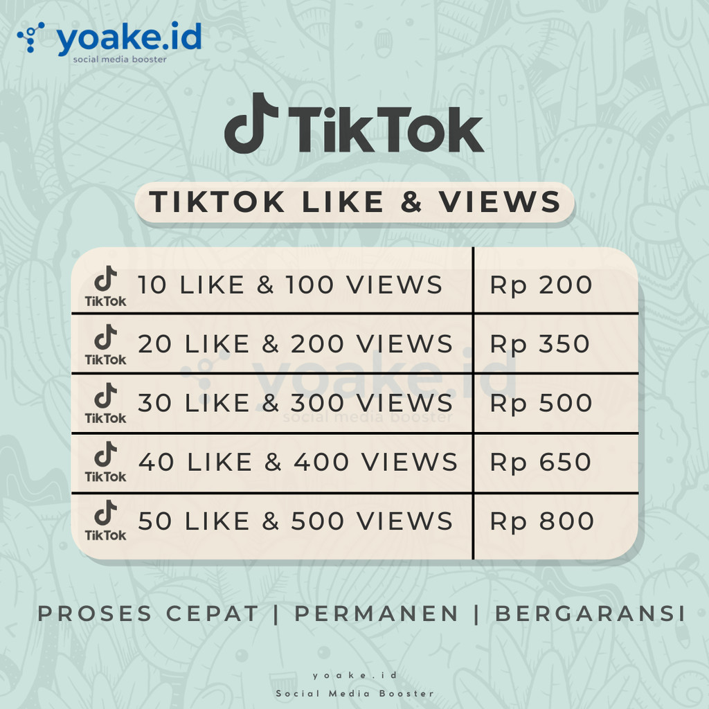 Paket Hemat Tiktok Like Tiktok Views Proses Cepat Fyp Permanen Global No Drop Garansi