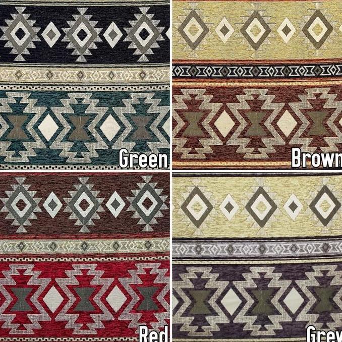 Bahan Kain Chenille Premium Meubel Sofa Lesehan / Jok / Kursi Motif Arab Salur Klasik - Ethnic V2