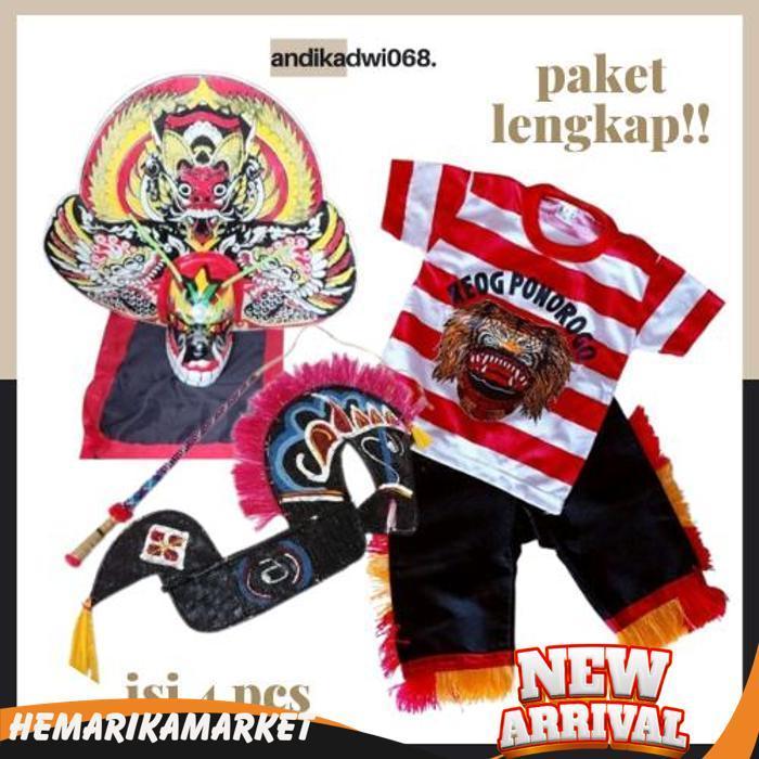 Paket  Lengkap Barongan Setelan Jaranan Pecut Anak Mainan Koleksi Jaran Kepang Kuda Lumping