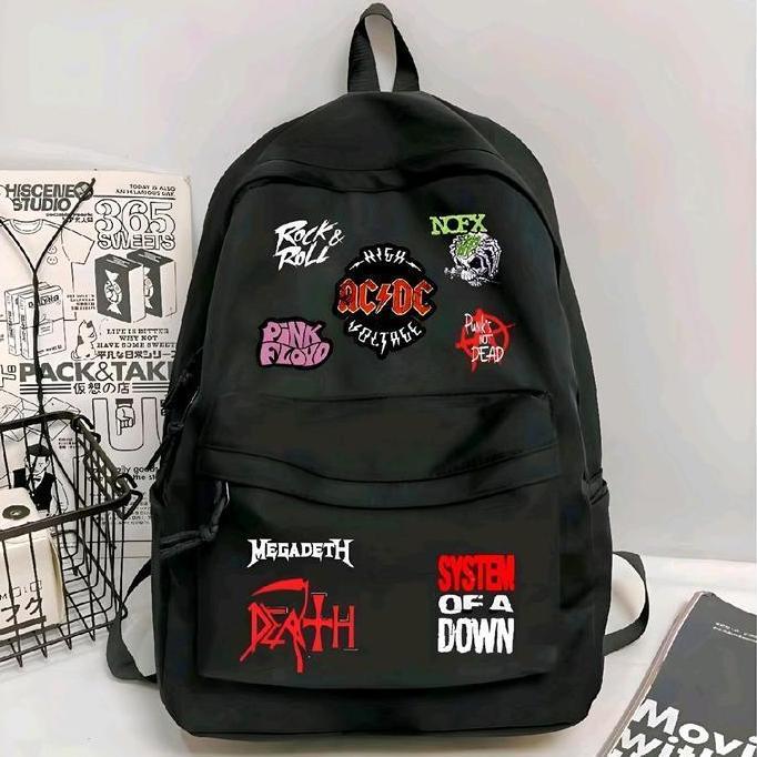 Tahan Lama  Tas Distro Pria Cowok Keren Motif Band Metal Kasual Ransel Terkini  Anak Sekolah Sd Smp 