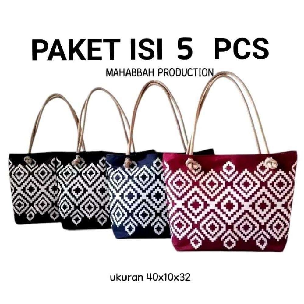 Unik Tote Bag Wanita Isi (5 Pcs) Hampers Haji Dan Umroh Tas Souvenir Tas Ibu Ibu Pengajian
