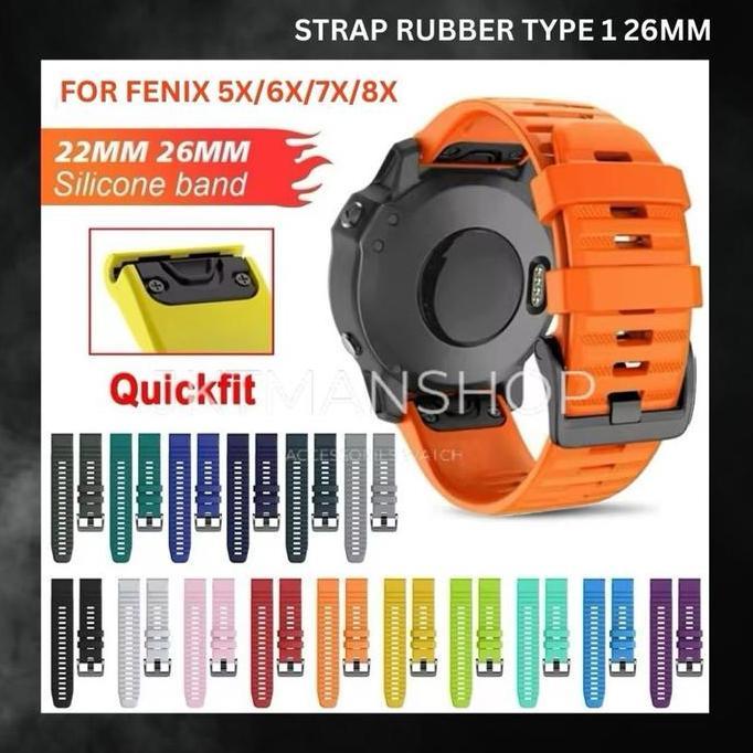NEW TALI STRAP JAM SILIKON RUBBER GARMIN WATCH FENIX 5X / 6X / 7X / 8 51MM / PLUS PRO / INSTINCT 3 5
