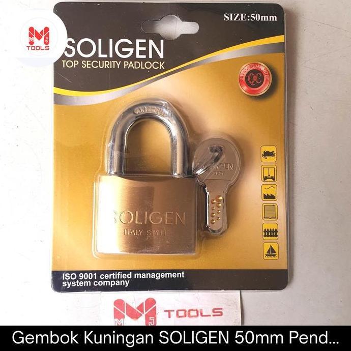 Gembok Kuningan SOLIGEN 50mm Pendek Per - SOLIGEN Brass Padlock - SOLIGEN Gembok Kuningan Per - Gemb