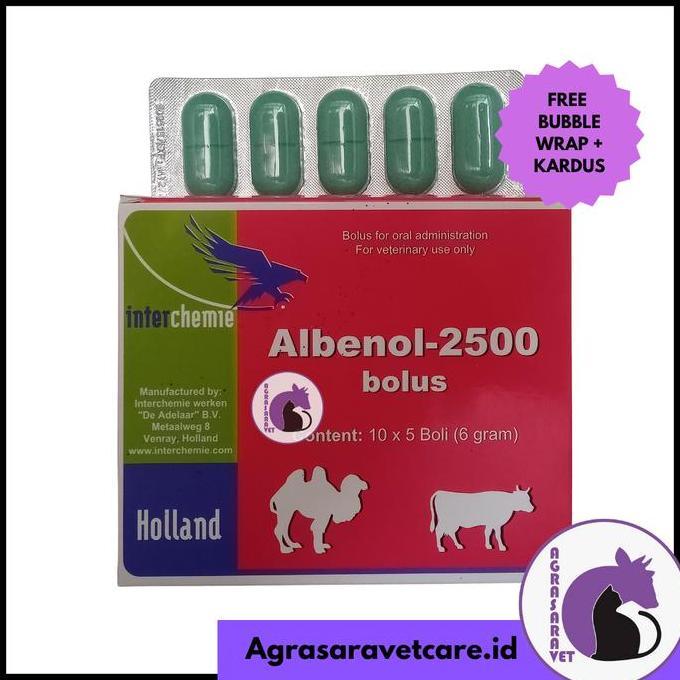 Albenol-2500 Bolus (5 Bolus) - Obat Hewan Cacingan Albenol 2500
