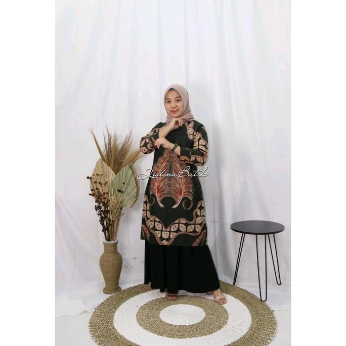 Batik tunik lawasan motif Hijau Botol Katun Kain Panjang Wanita Nyaman