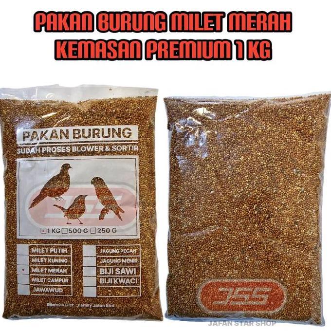 Milet Merah Bersih 500 gram Pakan Burung Lovebird Kenari Nuri Parkit KEMASAN PREMIUM