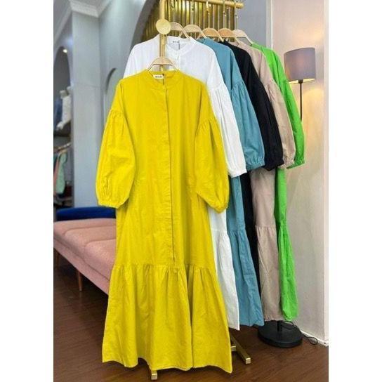 LONG TUNIK RUFFLE / TUNIK TANGAN KARET KATUN POPLIN