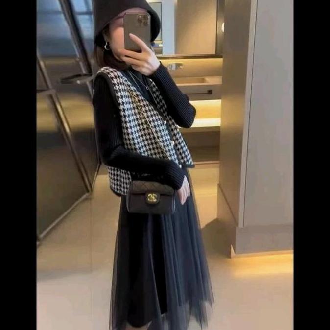 Dress 2in1 baju anak perempuan usia 2-6 tahun | Dress rompi tweet kancing