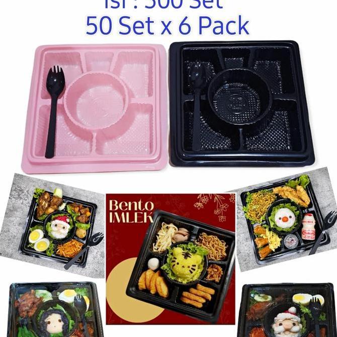 Mika Bento sekat 6(isi 50set)+tutupan+sendok 2in1