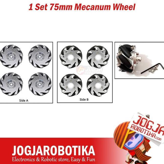 LEXSA1 1 set 75mm Mecanum Wheel Roda Mecanum Mekanum 75mm 1 Set
