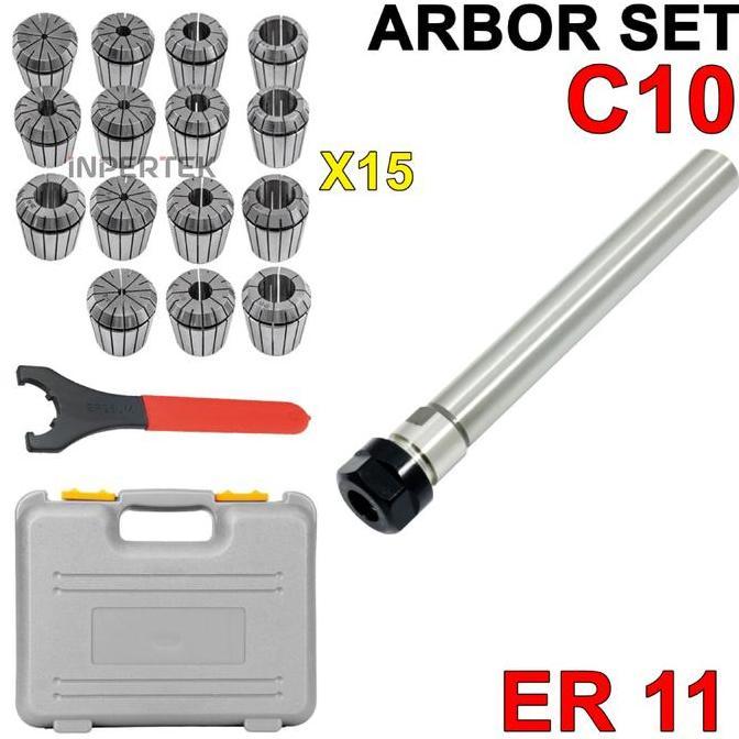HERBONE Arbor Set Baby Collet C10-ER11A 100 Collet ER11 Arbor Chuck C10 ER