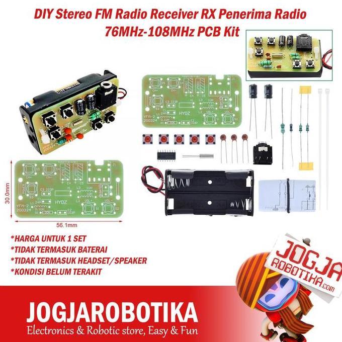 XARIELTA DIY Stereo FM Radio Receiver RX Penerima Radio 76MHz-108MHz PCB Kit Latihan Solder