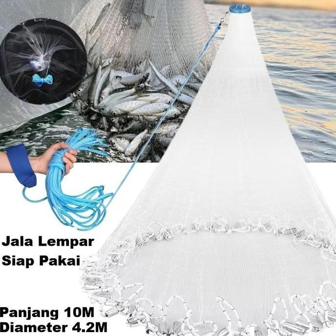 XARIELTA Cast a Net Jaring Jala lempar Nilon Perangkap Tangkap Ikan Udang Siap Pakai Pancing Ikan Fi