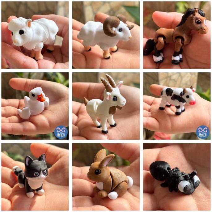 Set Miniatur Hewan Binatang Kecil Panda Merah, Lemur, Tokek, Kelomang, Gajah, Angsa, Monyet, Rakun, 