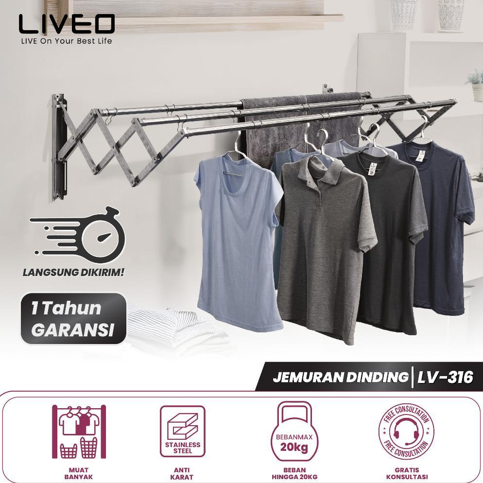 LIVEO Jemuran Dinding Baju Stainless Steel Liveo LV-316 / Jemuran Lipat Gantung