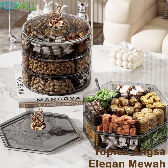 Yesall Toples Lebaran Bulat Toples Aesthetic Candy Box Kotak Permen Toples Kue Kering Tempat Sna Box