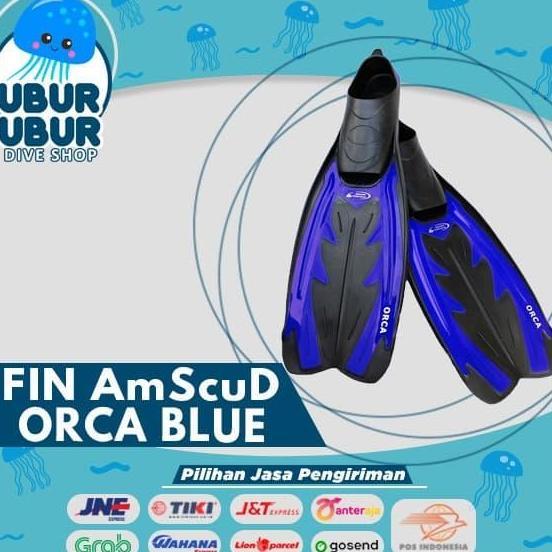 Fin AmScuD Full Foot ORCA BLUE - Kaki Katak Selam/Diving/Snorkling