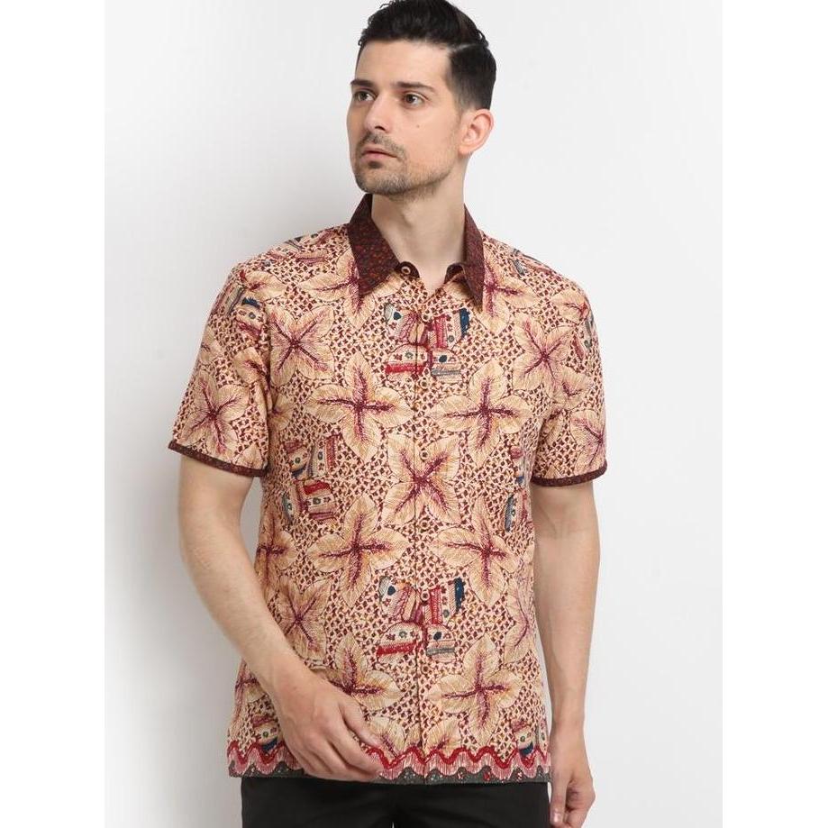 NEW ARJUNA WEDA HEM BATIK PRIA MOTIF GETOGE SEMANGGI - BODY FIT | BAHAN KATUN | LENGAN PENDEK | KERA