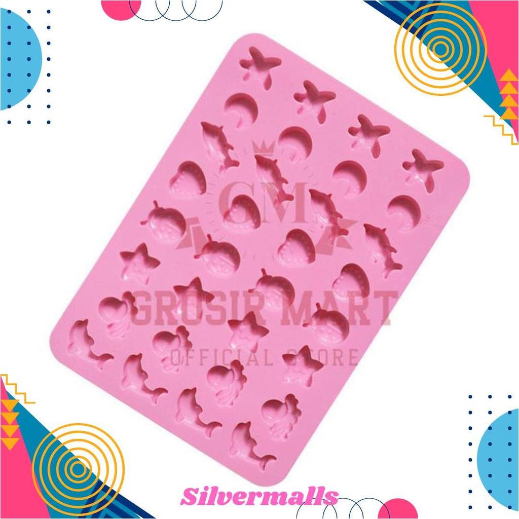 GM Isi 32 Cetakan Puding Kue Coklat Gummy Jelly Permen Yupi Agar Nugget Fondant Silikon Motif Ocean 