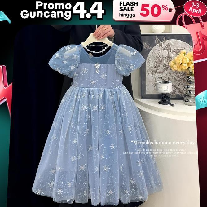 Enchanted Princess 212 Tahun Gaun Putri Elsa Untuk Anak Perempuan Musim Panas Baru Gaun Lengan Puff 
