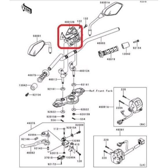 DUDUKAN SPEDOMETER ER6N COVER VISOR DUDUKAN STANG RAISER ATAS ER6N ORI