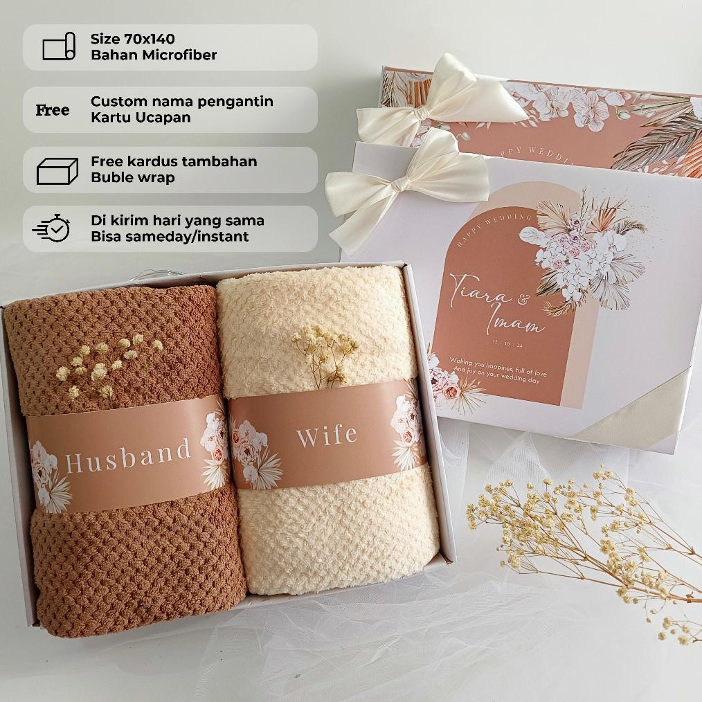 Hampers Handuk Couple Pasangan Gift Set Box Handuk Hampers Wedding Pernikahan Wedding Gift