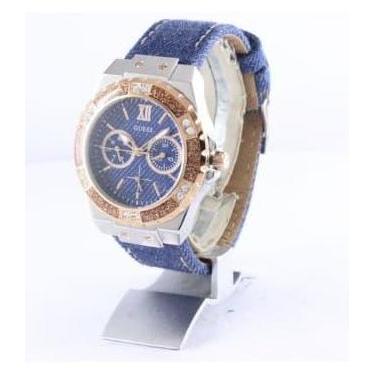 Guess Analog Jam Tangan Wanita Strap Denim Biru W0775L10 Original