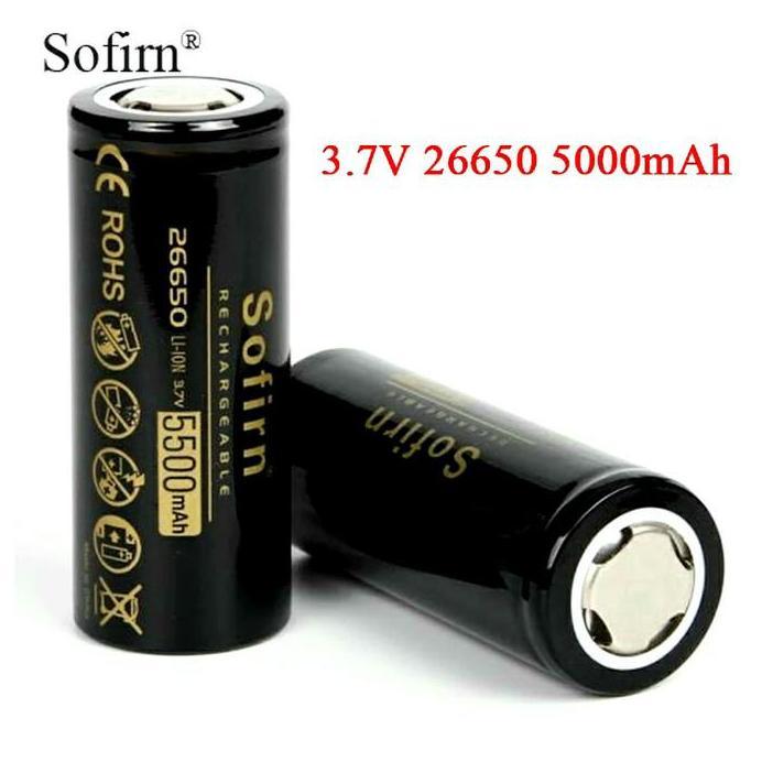 SOFIRN BATERAI 26650 BUTTON TOP 5000mAh 3.7 VOLT SENTER LED