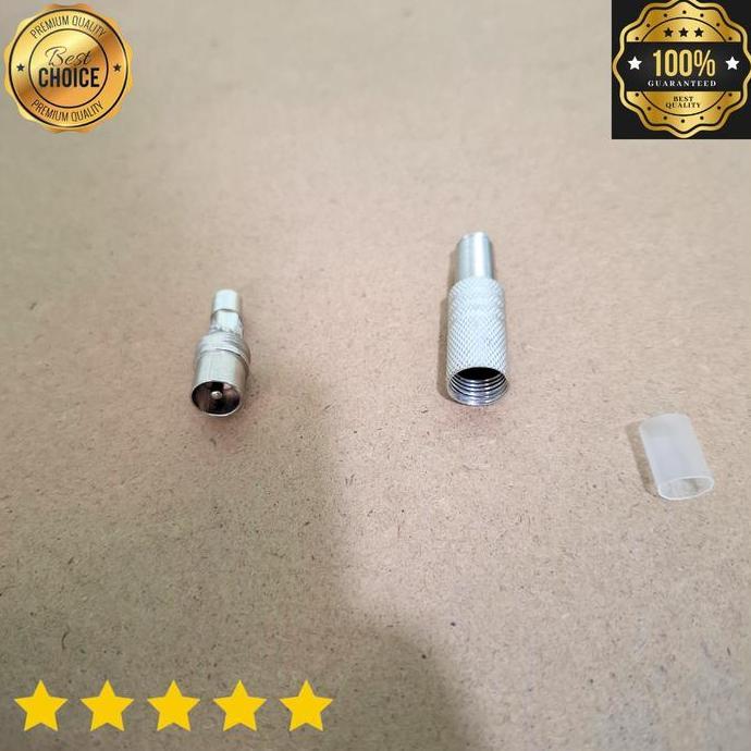 Sambungan Kepala Jek Jack Kabel Antena TV Male Female Besi Stainless Steel Parabola