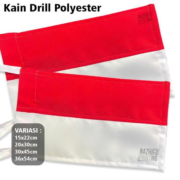 Bendera Merah Putih Indonesia Bahan Drill - Ukuran 15x22, 20x30, 30x45, 36x54 cm