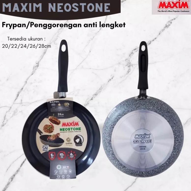 [ Maxim ] Panci / Penggorengan / Frypan / Teflon Maxim Neostone ukuran 20Cm - 28Cm