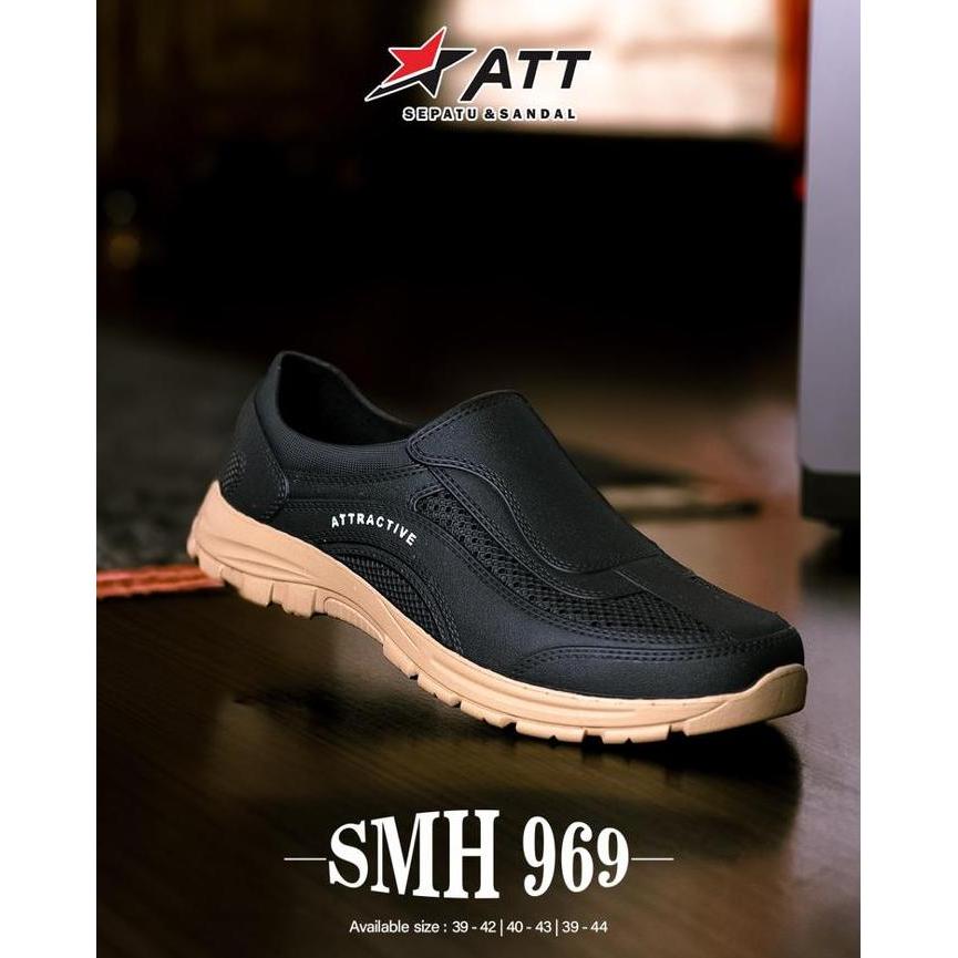 Sepatu Kerja Pria Slip On Pantofel Sepat Karet Casual Anti Air Anti Slip ATT SMH 969 DI JAMIN ORIGIN