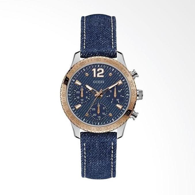 Guess Analog Jam Tangan Wanita Strap Denim Biru W1057L1 Original