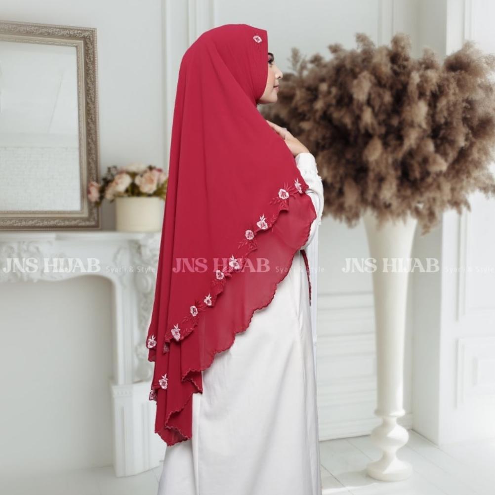 TERBARU Khimar Syari Full Bordir Sekeliling/Kerudung Syari Ceruty Babydoll  Bordir/Hijab Syari Bordi