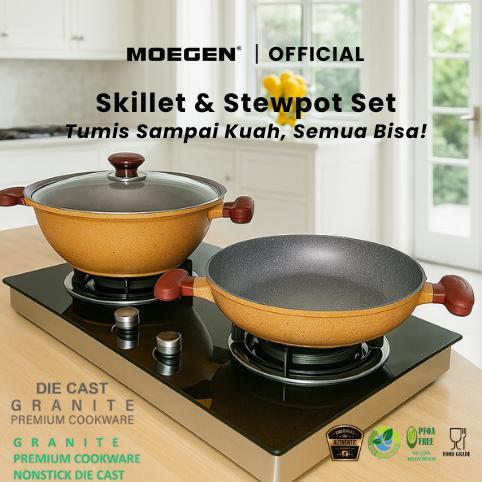 MOEGEN Skillet & Stewpot Set Granite Series Anti Lengket