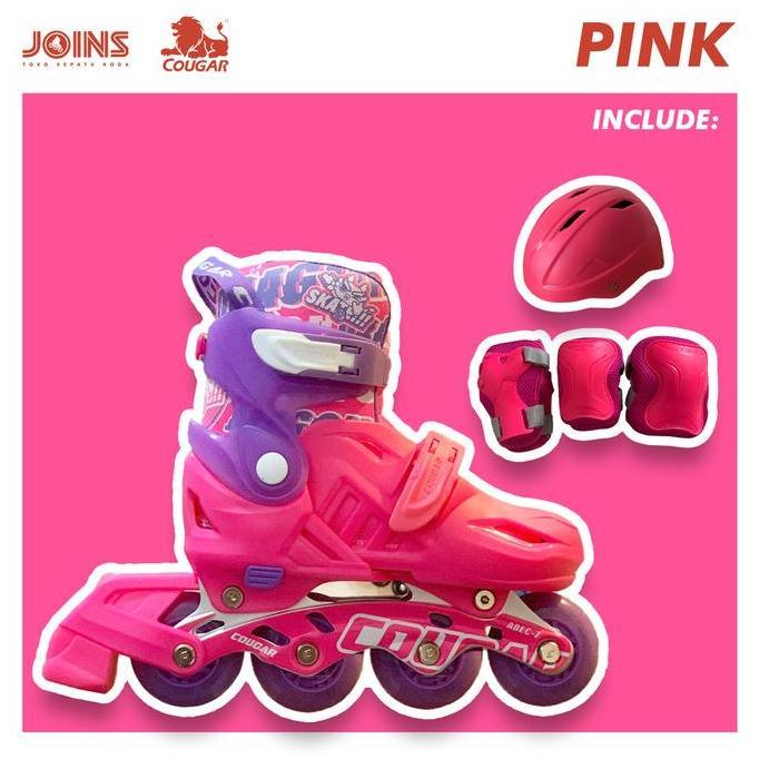 Sepatu Roda Anak Inline Skate Cougar MZS887PS QS Set Pink