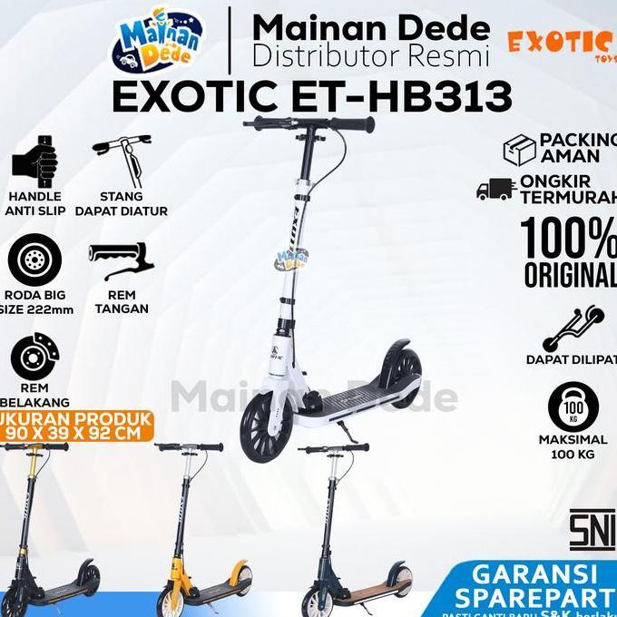 Scooter Anak EXOTIC SCOOTER BESI ET-HB313 (REM TANGAN SUSP) roda besar 200MM ET HB313 BEBAN 100KG