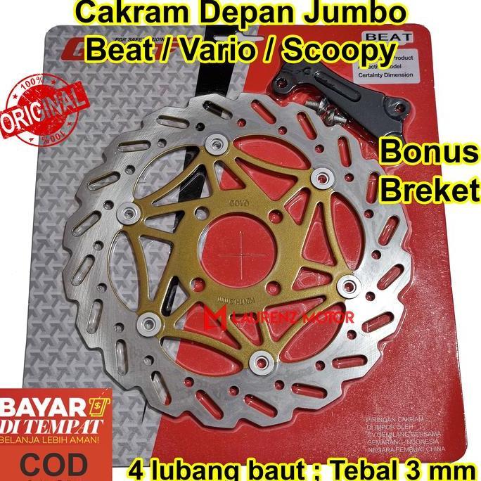 Piringan Cakram Depan Beat Vario Scoopy Spacy Ukuran Besar Jumbo Variasi Bonus Breket