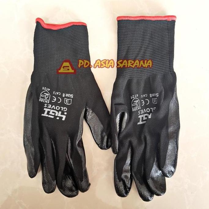 LEBOU Safety Gloves Polyester Nitrile Grip HGI / Sarung Tangan Kerja Safety