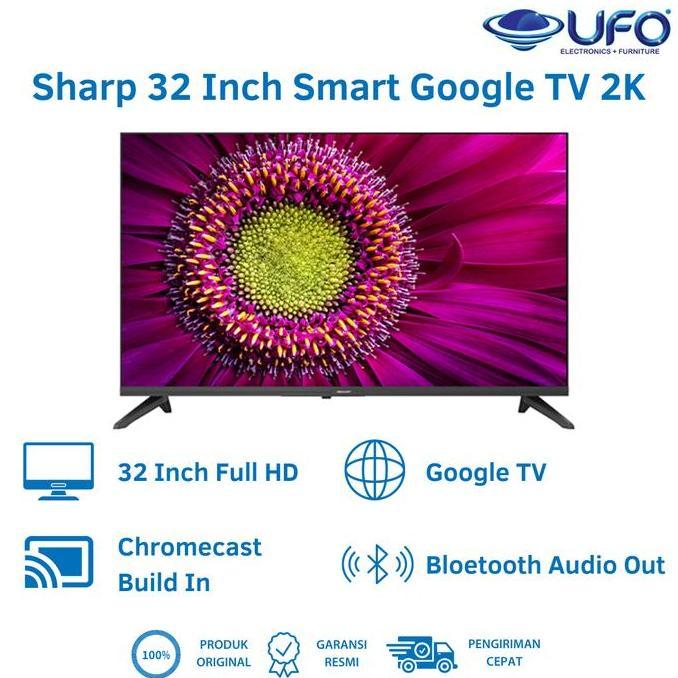 Sharp 32 Inch Smart Google TV 2K 2TC32GH3000I Layar Jernih, Android TV OS, Suara Dolby, Bluetooth & 