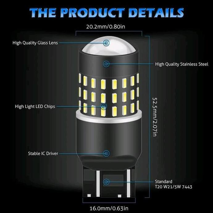 Lampu Rem mobil Led T20 7443 4 kawat free error Car