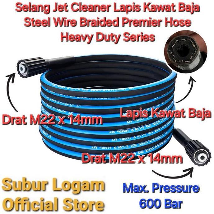 Ready Selang Lapis Kawat Baja Jet Cleaner 20 Meter Alternatif untuk Aipower APW 3500 Pro Max 600 Bar