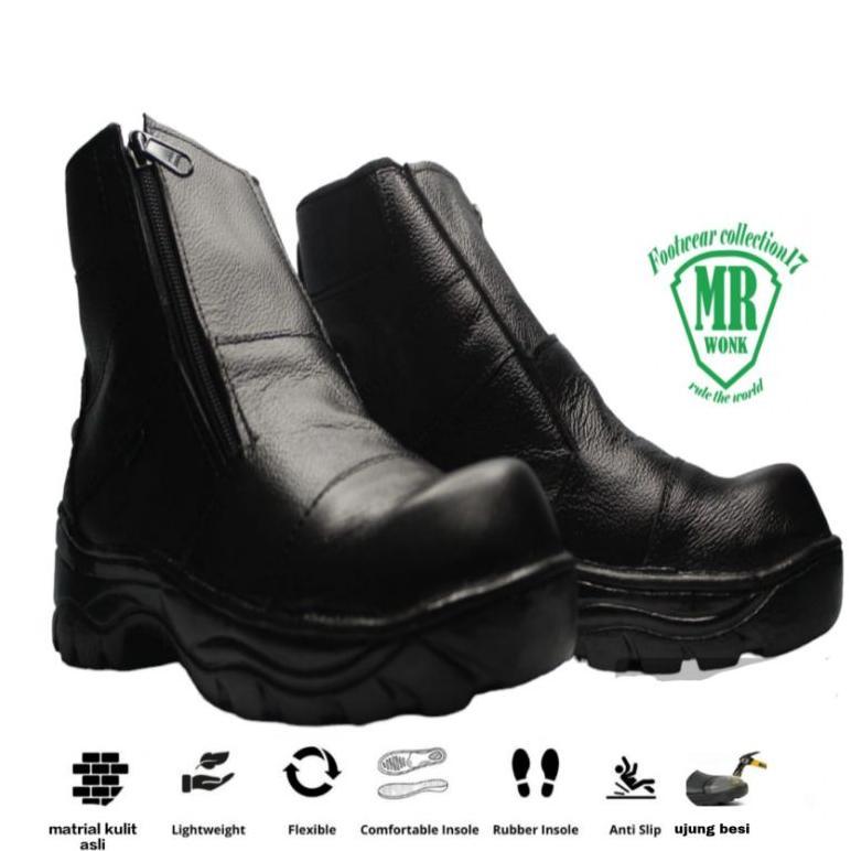 Sales Sepatu Safety Krushers Murah/Sepatu Pria/Sepatusafety Kulit  Sol Karet Ujung Besi E8