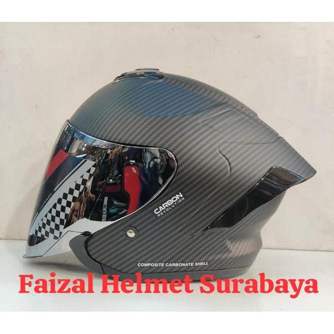 HELM JS ARMOR MOTIF CARBON BLACK DOFF VISOR IRIDIUM SILVER Motorcycle