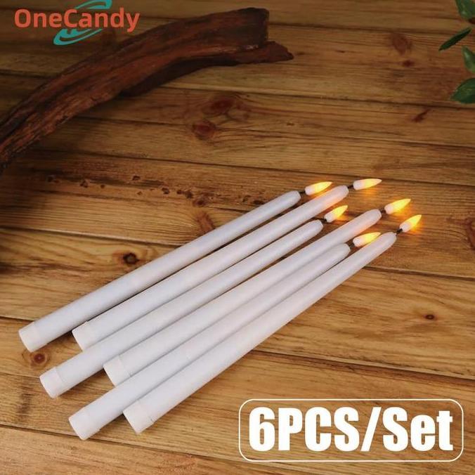 AHROKA 6PCS/Set Lilin LED Lilin Baterai Panjang Lampu Elektrik Lilin Lilin Lampu Dekorasi Rumah Lamp